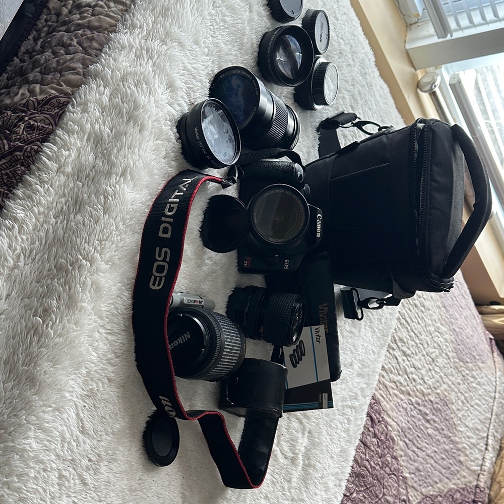 Canon EOS Camera Set with Black Accessories